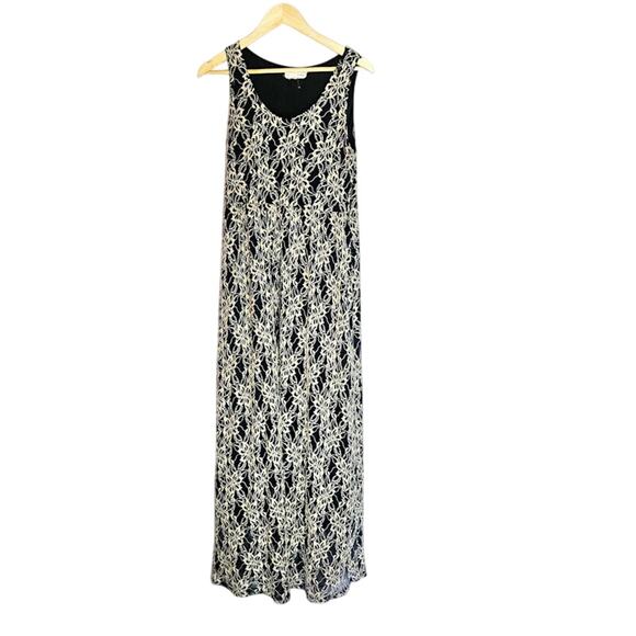 A'reve Anthropologie Gold Floral Lace Sleeveless Maxi Dress Size Large - Picture 1 of 8